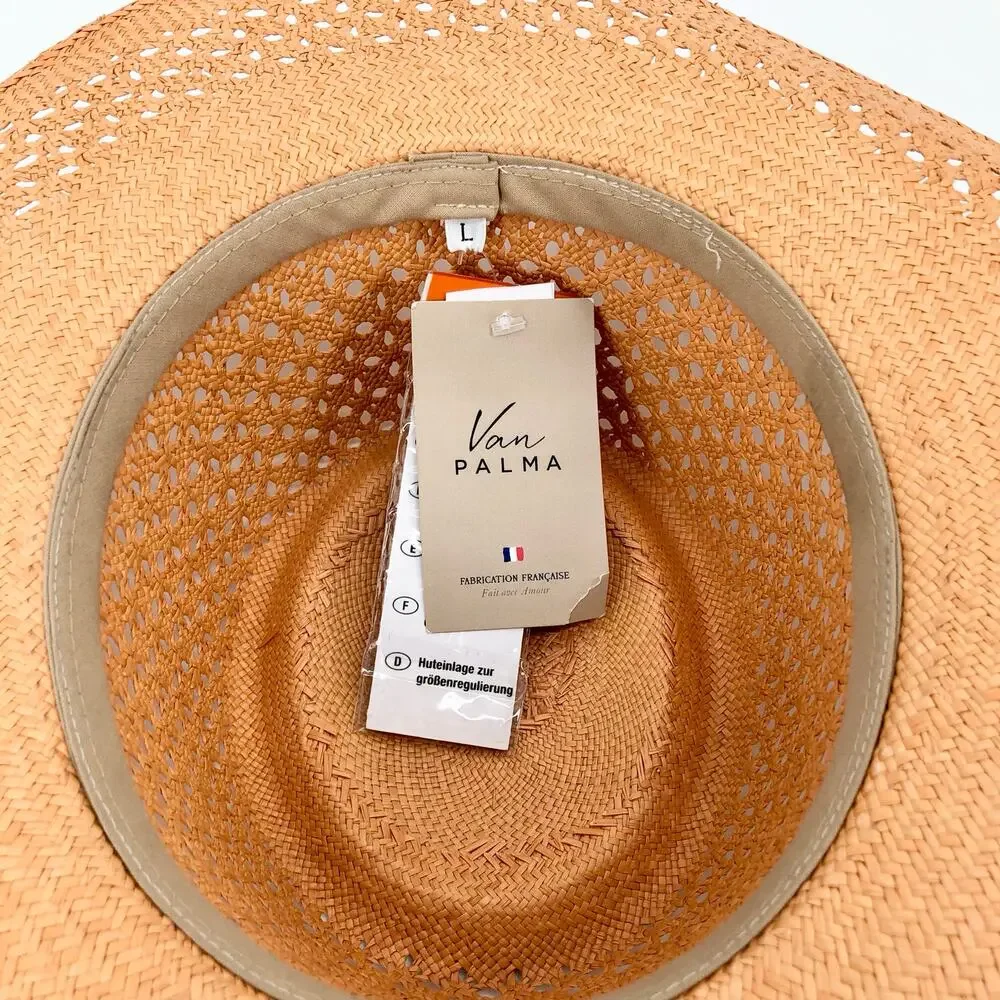 BRAND NEW Van Palma Opale Junior Woven Toquilla Straw Large Brim Hat Size Large